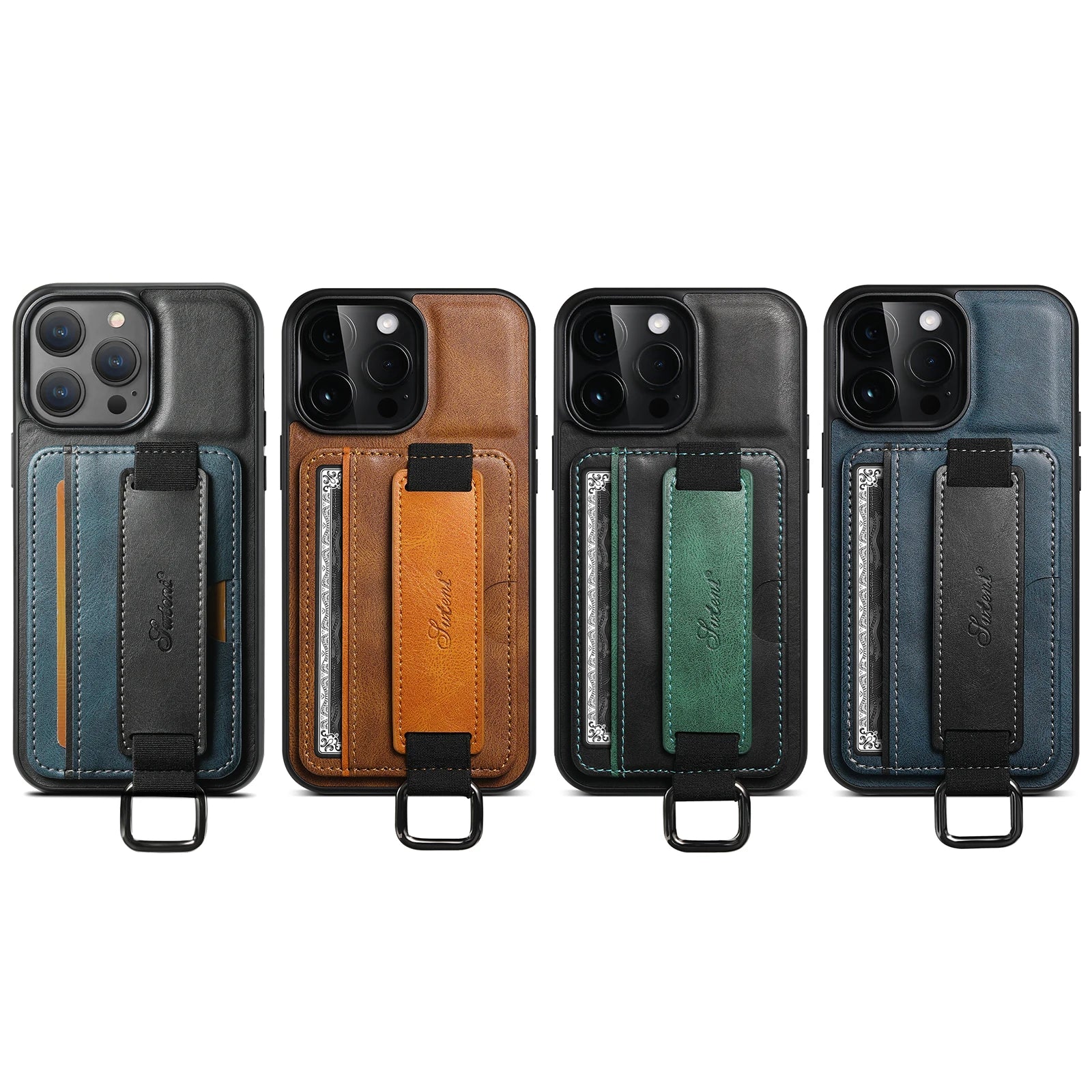 Leather Adjustable Band Card Wallet iPhone Case