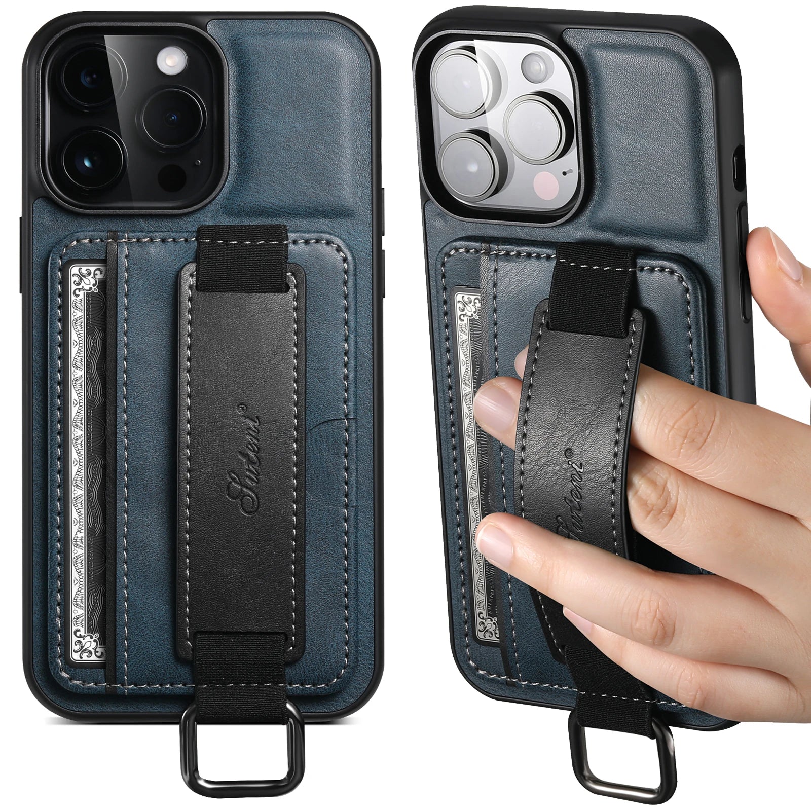 Leather Adjustable Band Card Wallet iPhone Case